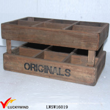 Stackable Handmade Vintage Wood Planter Nice Box with Handle